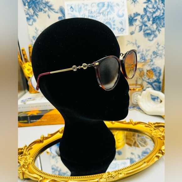 🆕 GUCCI 🧿 NWOT GG0885SA002 Acetate Cat Eye Horsebit Sunglasses, Brown Gradient - Picture 4 of 15